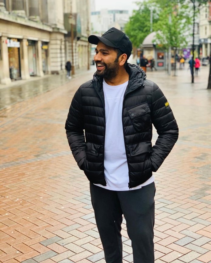 Rohit Sharma in a Instagram worthy black jacket